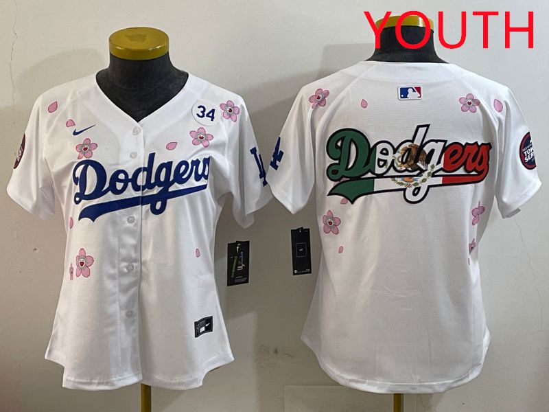 Youth Los Angeles Dodgers Blank White Sakura Edition 2025 Nike MLB Jersey style 11